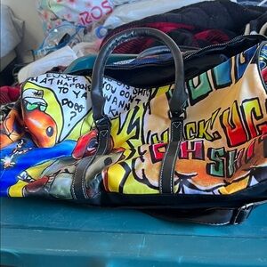 Graffiti Art Duffel Bag with Black Trim